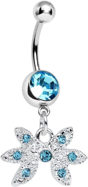 Body Candy Brilliant Blue New Orleans Mardi Gras Mask Dangle Belly Ring