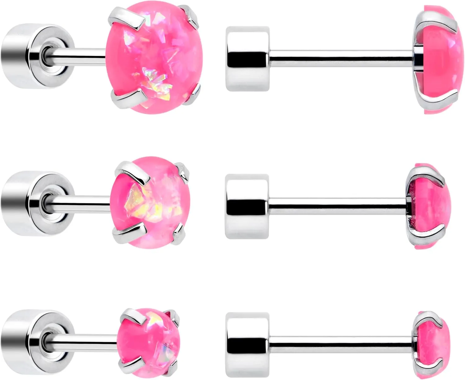 Body Candy Flat Back Earrings Studs - 3 Pairs of Stylish Surgical Stainless Steel Flat Back Earrings for Women - Sparkly CZ Stud Earrings Set for Women Men for Earlobes and Cartilage Hypoallergenic