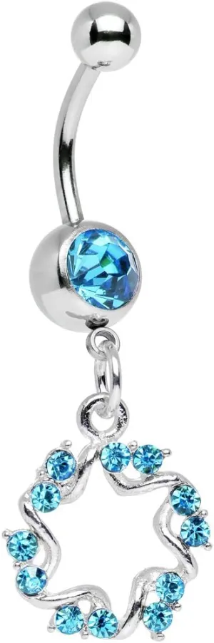 Body Candy Stainless Steel Brilliant Blue Six Pointed Star Dangle Belly Ring