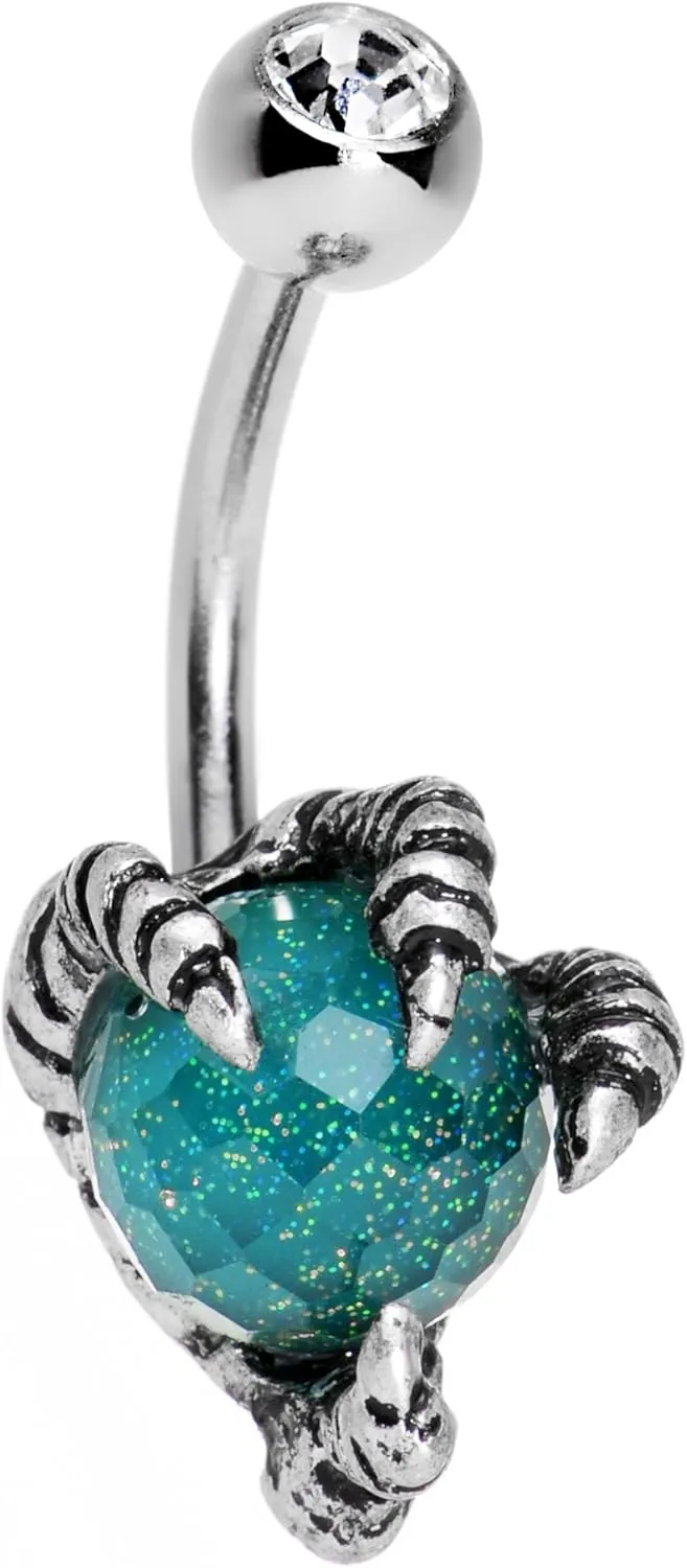 Body Candy Stainless Steel Clear Accent Brilliant Blue Globe Take Me Talons Belly Button Ring