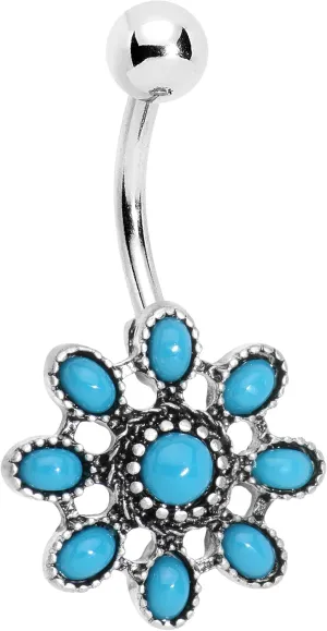 Body Candy Stainless Steel Southwestern Daybreak Blossom Flower Belly Button Ring