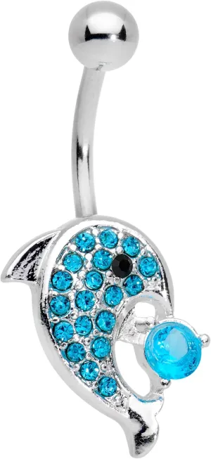 Body Candy Steel Accented Dolphin Belly Ring