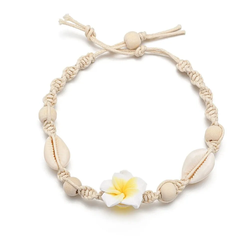 Bohemian Anklet Beach Anklet Hand woven Wooden Beads Soft Ceramic