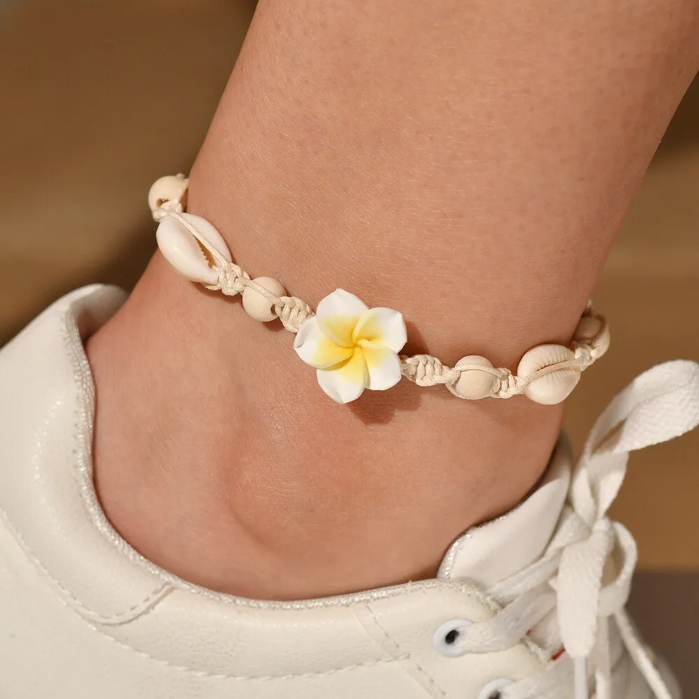 Bohemian Anklet Beach Anklet Hand woven Wooden Beads Soft Ceramic
