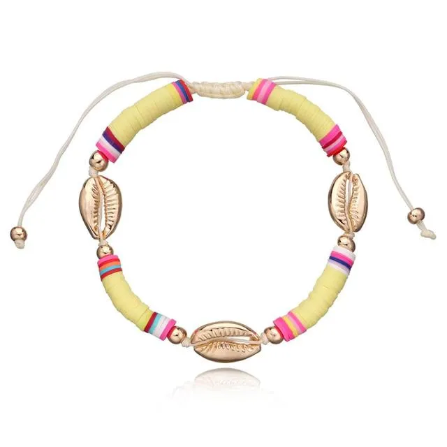 Bohemian Colorful Clay Shell Anklet