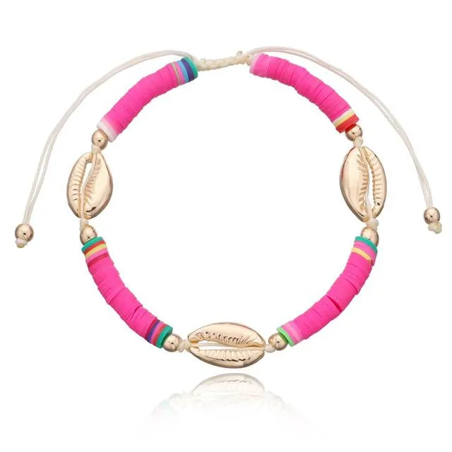 Bohemian Colorful Clay Shell Anklet