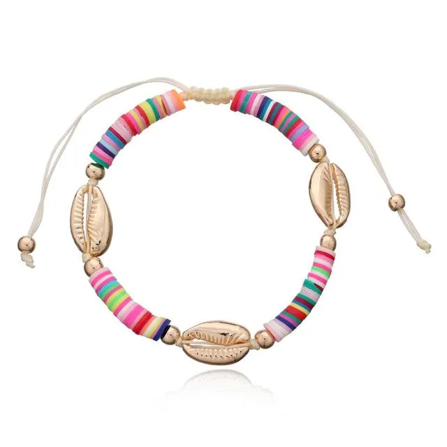 Bohemian Colorful Clay Shell Anklet