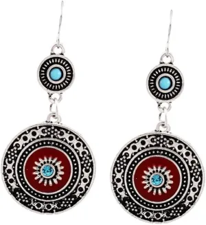 Bohemian Ethnic Earrings for Women Girls Vintage Colorful Round Geometric Ethnic Tribal Dangle Drop Earring Statement Jewelry Gifts