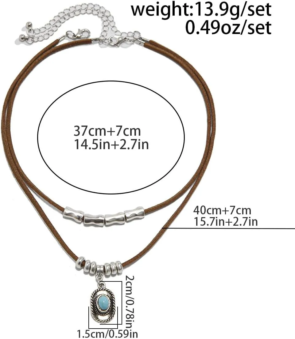 Boho Necklaces for Women Country Concert Outfits for Women Handmade Black Brown Leather Necklace Western Outfit Choker Necklace Cow Rodeo Outfit Jewelry