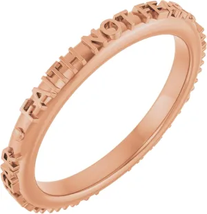 Bonyak Jewelry 14k Rose Gold Faith Not Fear Ring Stylish, Size 5