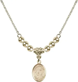 Bonyak Jewelry 18 Inch Hamilton Gold Plated Necklace w/ 4mm Gold Filled Beads and Saint Colette