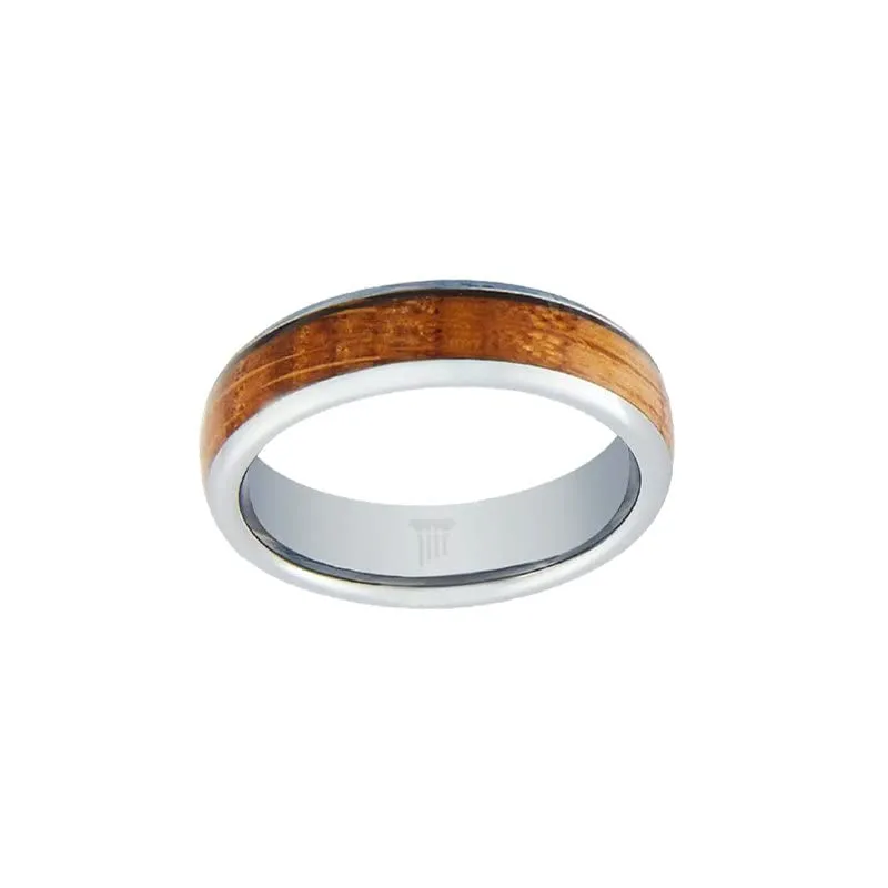 Bourbon Barrel Wood and Tungsten Rings for Men 6mm Whiskey Barrel Ring Silver Wedding Bands with Wooden Inlay Comfort Fit Rustic Anniversary Gifts for Him