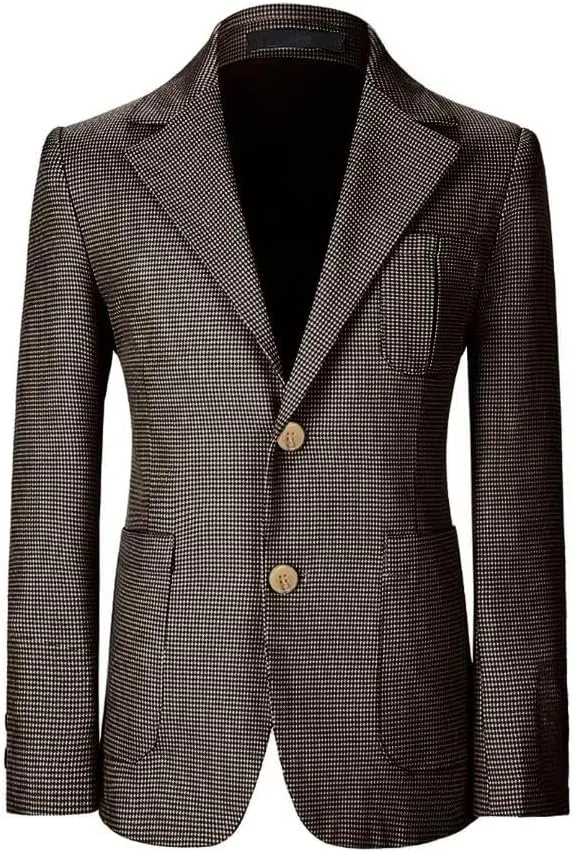 Boy Suit Plaid Blazer 2 Button Coat Stylish Cute Stretch Fabric Notched Lapel Formal Ring Bearer Wedding Homecoming