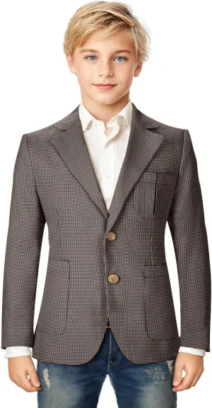 Boy Suit Plaid Blazer 2 Button Coat Stylish Cute Stretch Fabric Notched Lapel Formal Ring Bearer Wedding Homecoming