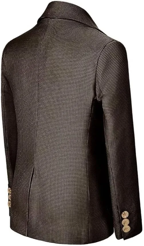 Boy Suit Plaid Blazer 2 Button Coat Stylish Cute Stretch Fabric Notched Lapel Formal Ring Bearer Wedding Homecoming