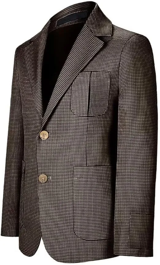 Boy Suit Plaid Blazer 2 Button Coat Stylish Cute Stretch Fabric Notched Lapel Formal Ring Bearer Wedding Homecoming