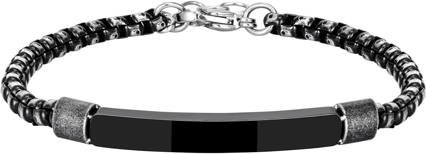 Bracelets for Men, Link Chain Stainless Steel Bracelet for Men, Charm Jewelry for Birthday Annivesary Fathers Day Valentines, Dad Husband Boyfriend,Casual Trendy Cool Adjustable