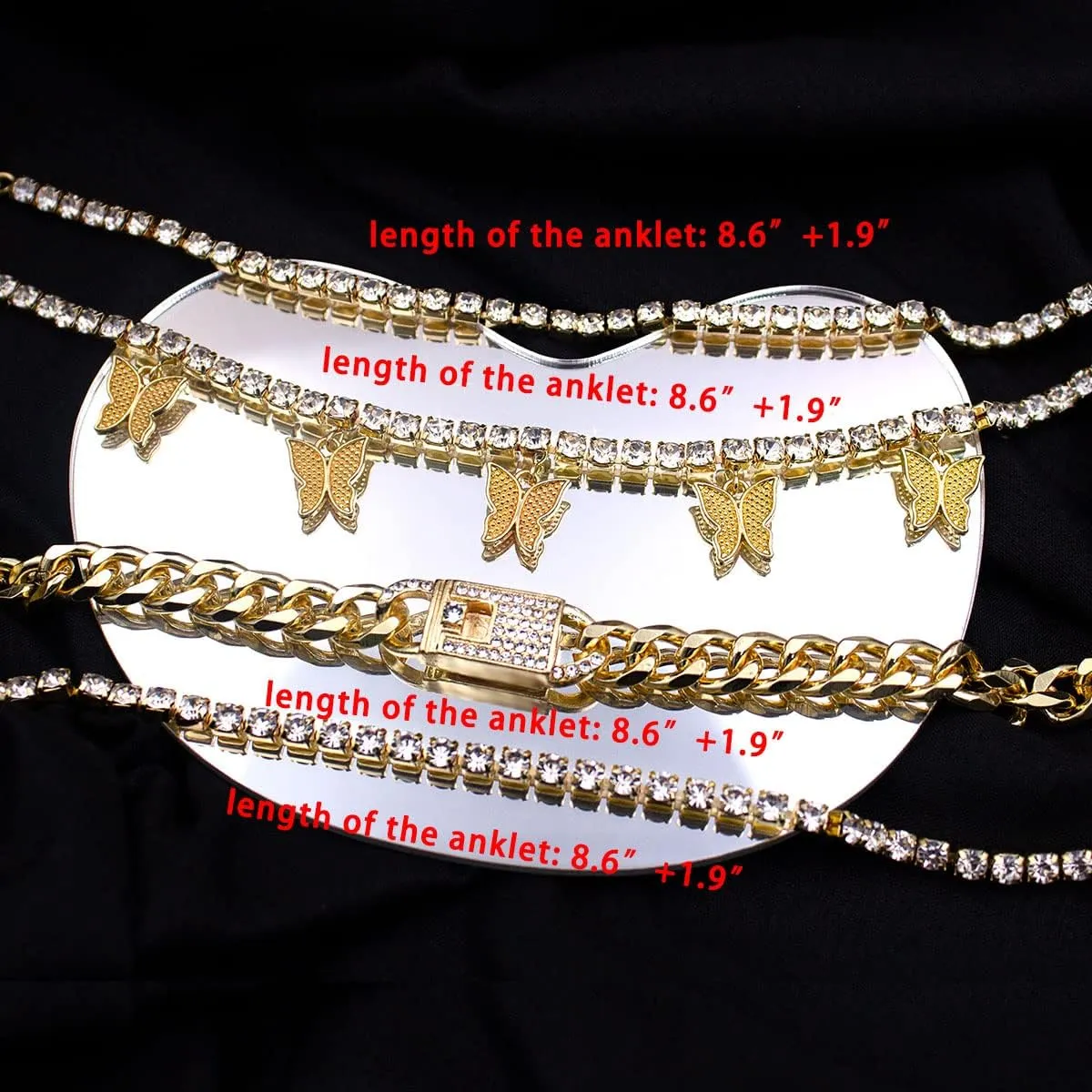 Butterfly Ankle Bracelet for Women Rhinestone Anklets Bulk Adjustable Layered Beach Ankle Bracelet Braided Chain Anklet Charm Ankle Bracelet Jewerly Gift