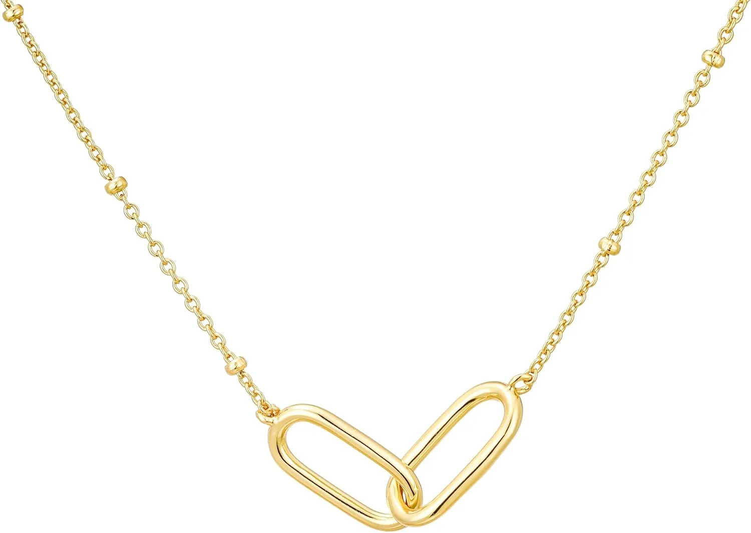 CAITLYNMINIMALIST 18K Gold Sterling Silver Interlocking Connected Infinity Pave CZ Diamond Adjustable Dainty Necklace Gift for Her