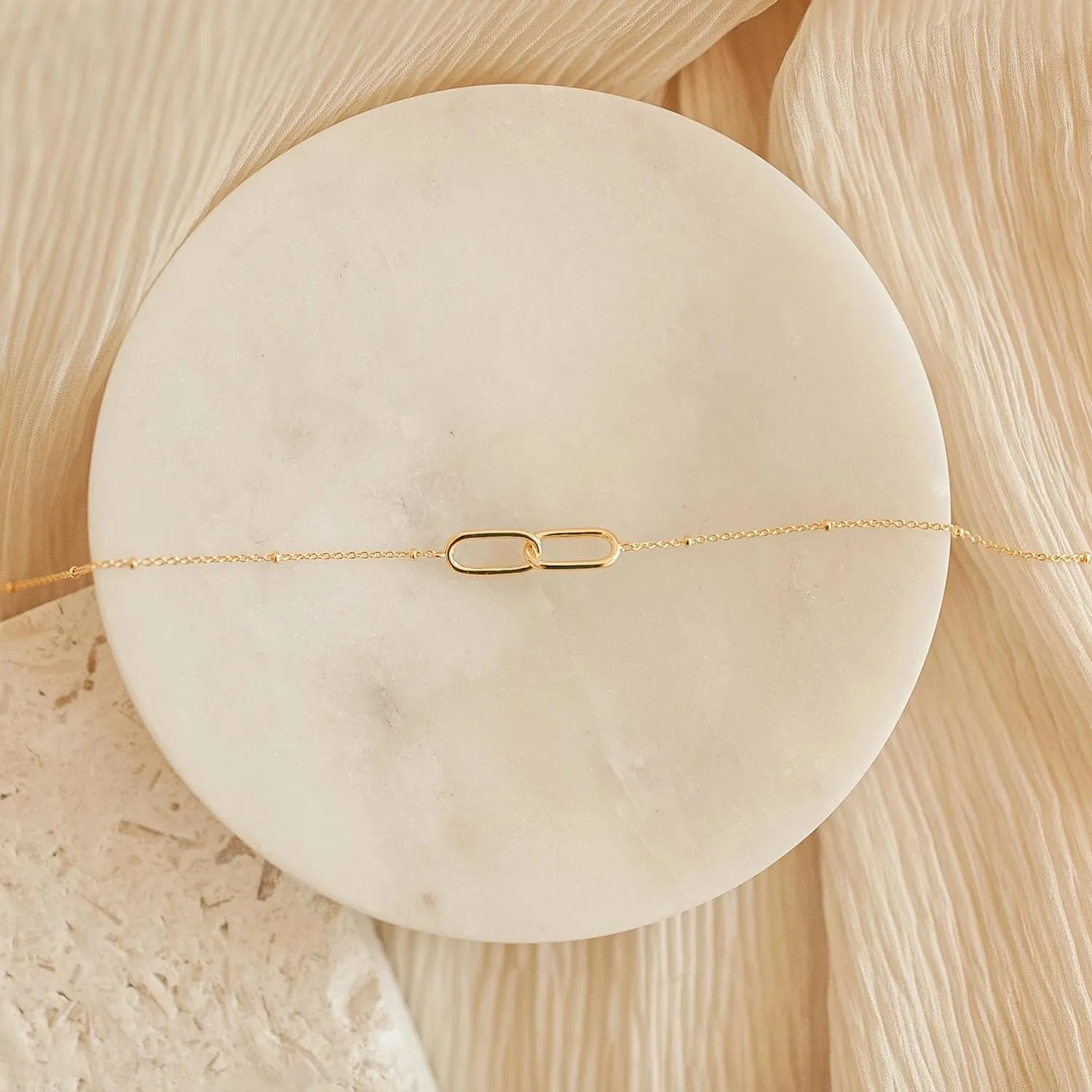 CAITLYNMINIMALIST 18K Gold Sterling Silver Interlocking Connected Infinity Pave CZ Diamond Adjustable Dainty Necklace Gift for Her