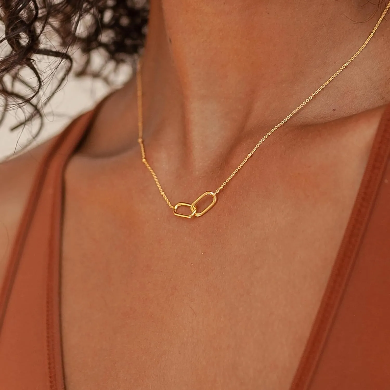 CAITLYNMINIMALIST 18K Gold Sterling Silver Interlocking Connected Infinity Pave CZ Diamond Adjustable Dainty Necklace Gift for Her