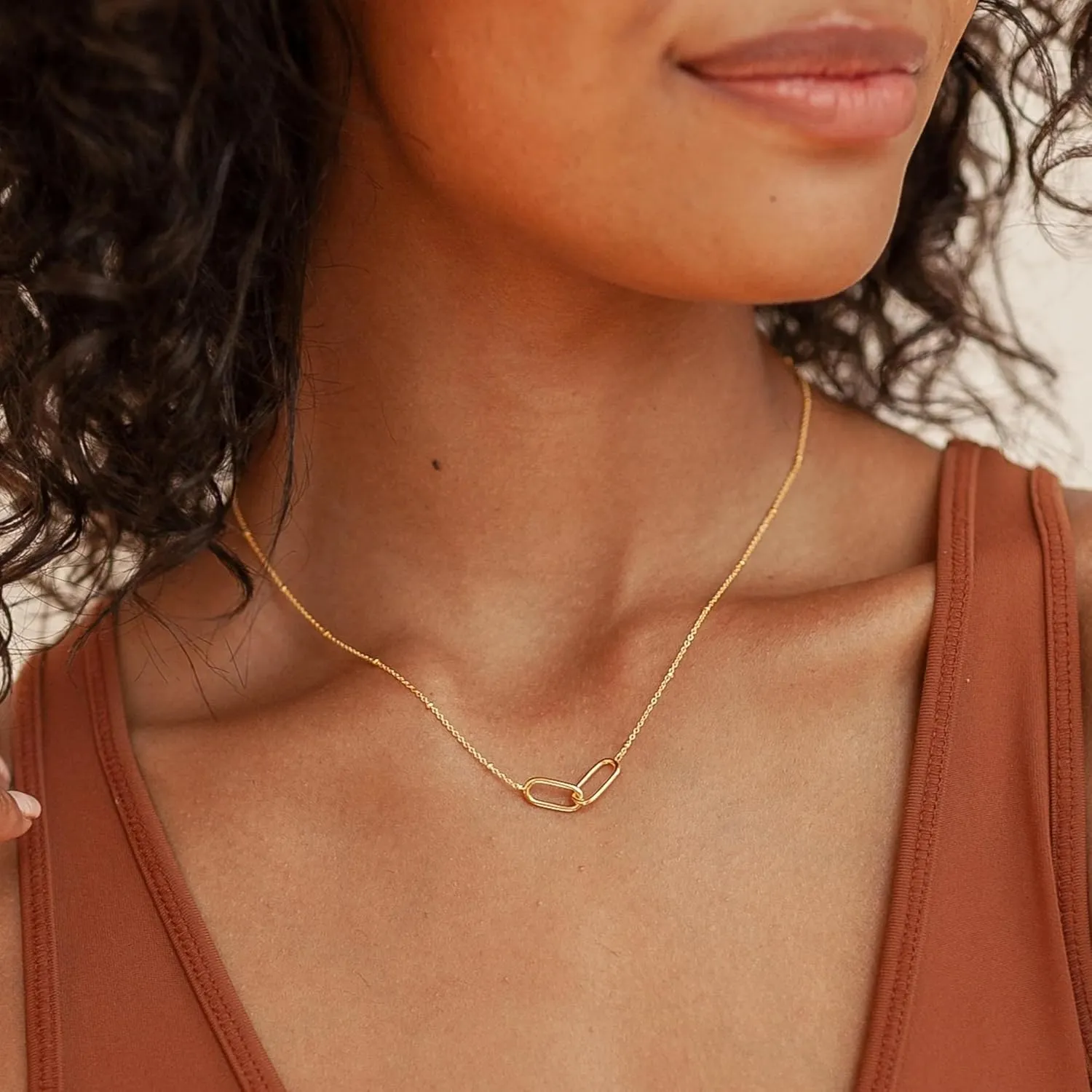 CAITLYNMINIMALIST 18K Gold Sterling Silver Interlocking Connected Infinity Pave CZ Diamond Adjustable Dainty Necklace Gift for Her