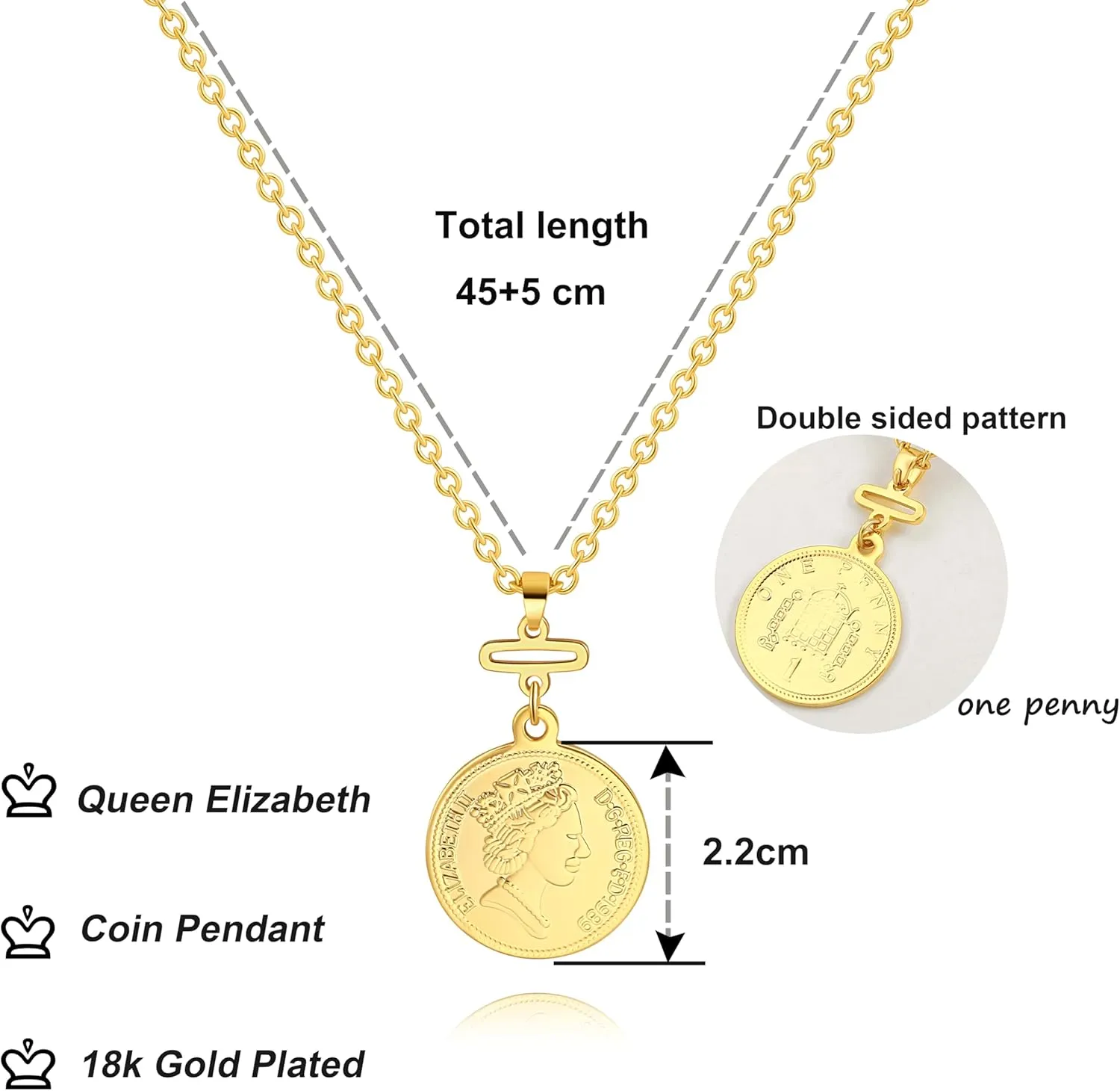 CANEVINKA Dainty Cross Medallion/Heart Pendant Chain Necklace 18K Gold Plated Oval Choker Fashion OT Toggle Jewelry Handmade for Women Simple Gold Charm Necklace