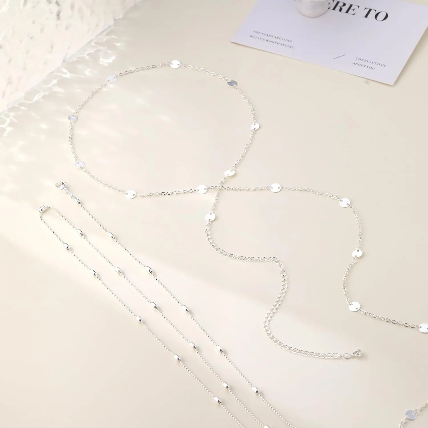 CAROVO Belly Waist Chain for Women 14K Gold Silver Plated Layered Body Chains Boho Cuban Figaro Pearl Heart Coin Satellite Bead Belly Chain Sexy Bikini Body Jewelry for Women Adjustable