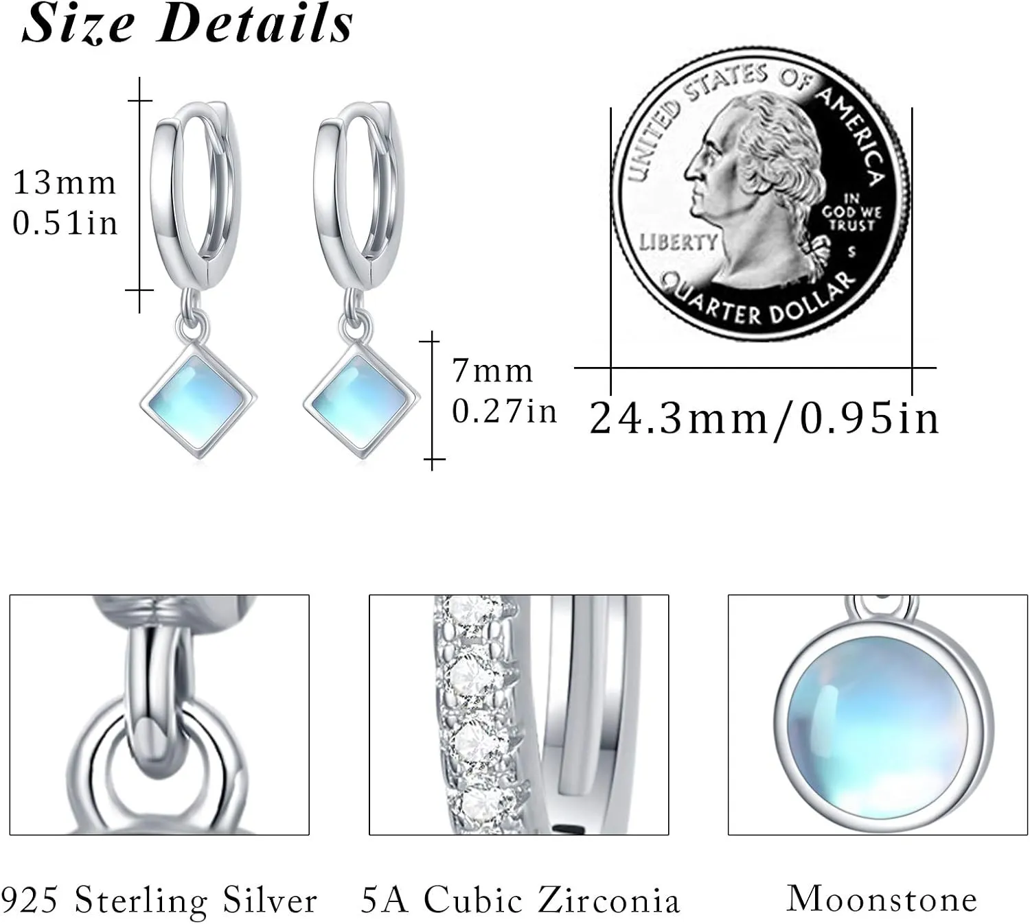 Celtic Moonstone/Turquoise Leverback Sterling Silver Celtic Knot Dangle Earrings - Turquoise/Moonstone Earrings - Jewelry Gifts for Mother's Day Women