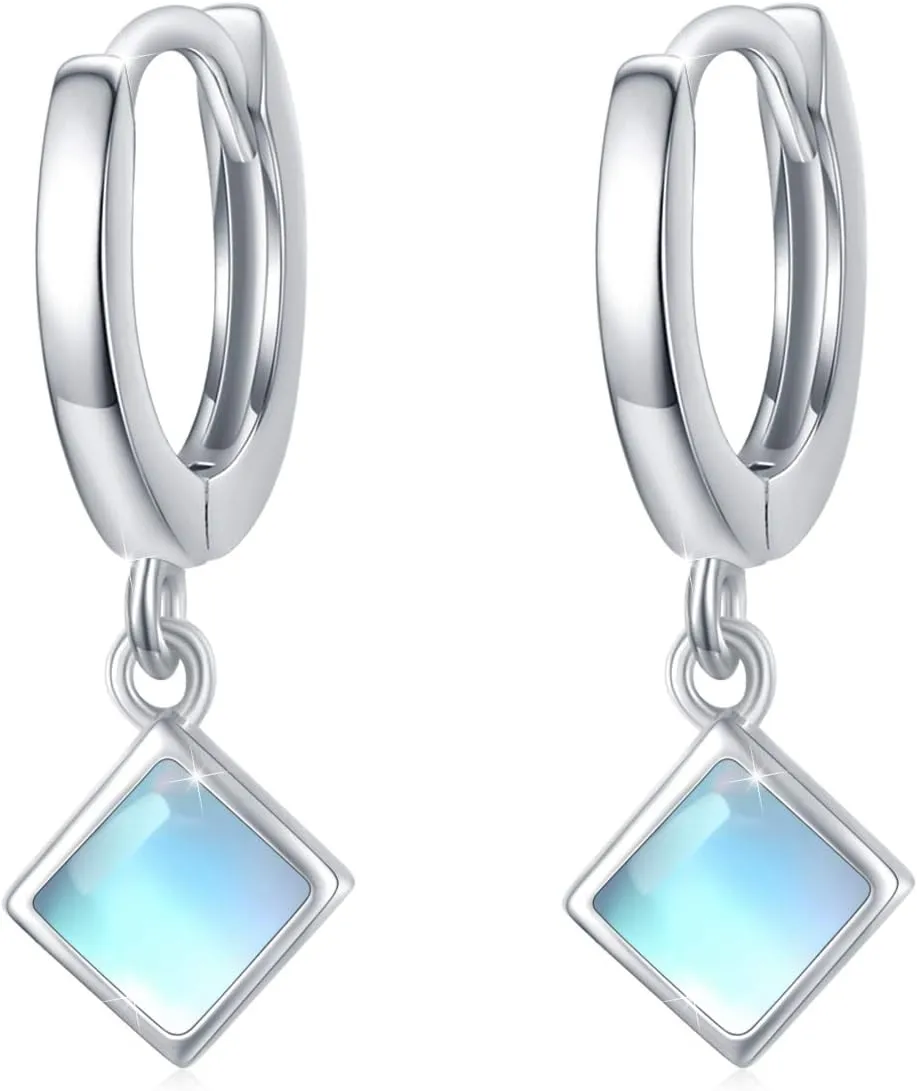 Celtic Moonstone/Turquoise Leverback Sterling Silver Celtic Knot Dangle Earrings - Turquoise/Moonstone Earrings - Jewelry Gifts for Mother's Day Women