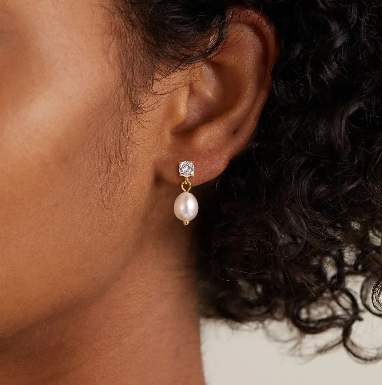 CHESKY Dainty Pearl Earrings for Women Trendy, Hypoallergenic Gold Plated Pearl Huggie Hoop Earrings for Women Non Tarnish, Cute 14K Gold Bridal Dangle Earrings for Wedding Jewelry