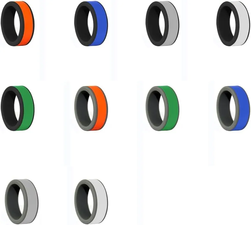 Christian Fish Cross Silicone Rings 8mm Two-Tone Removable Rings Engagement Rubber Rings Bible Verse Quote Faith Inspirational Religious Men Women Rings,Size 8-13 (Not Inkfilled)
