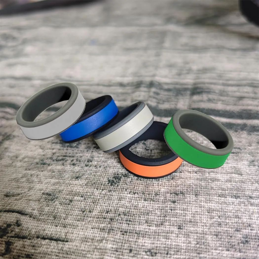 Christian Fish Cross Silicone Rings 8mm Two-Tone Removable Rings Engagement Rubber Rings Bible Verse Quote Faith Inspirational Religious Men Women Rings,Size 8-13 (Not Inkfilled)