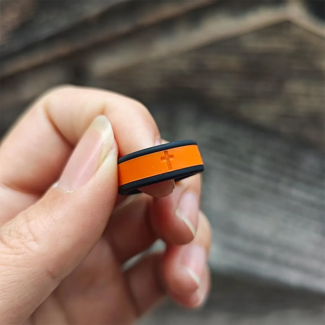 Christian Fish Cross Silicone Rings 8mm Two-Tone Removable Rings Engagement Rubber Rings Bible Verse Quote Faith Inspirational Religious Men Women Rings,Size 8-13 (Not Inkfilled)
