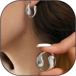 Chunky 14K Gold Hoop Earrings Geometric Double Teardrop Statement Earrings Trendy Hypoallergenic Dupes Earrings Fashion Jewelry for Women Wife
