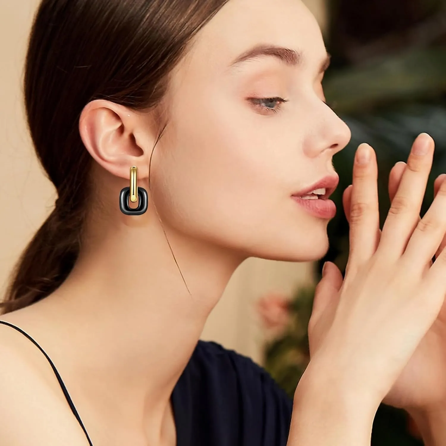 Chunky Gold Earrings for Women Trendy, 14K Gold Plated Enamel Huggie Hoop Earring Convertible Link Jewelry Gifts