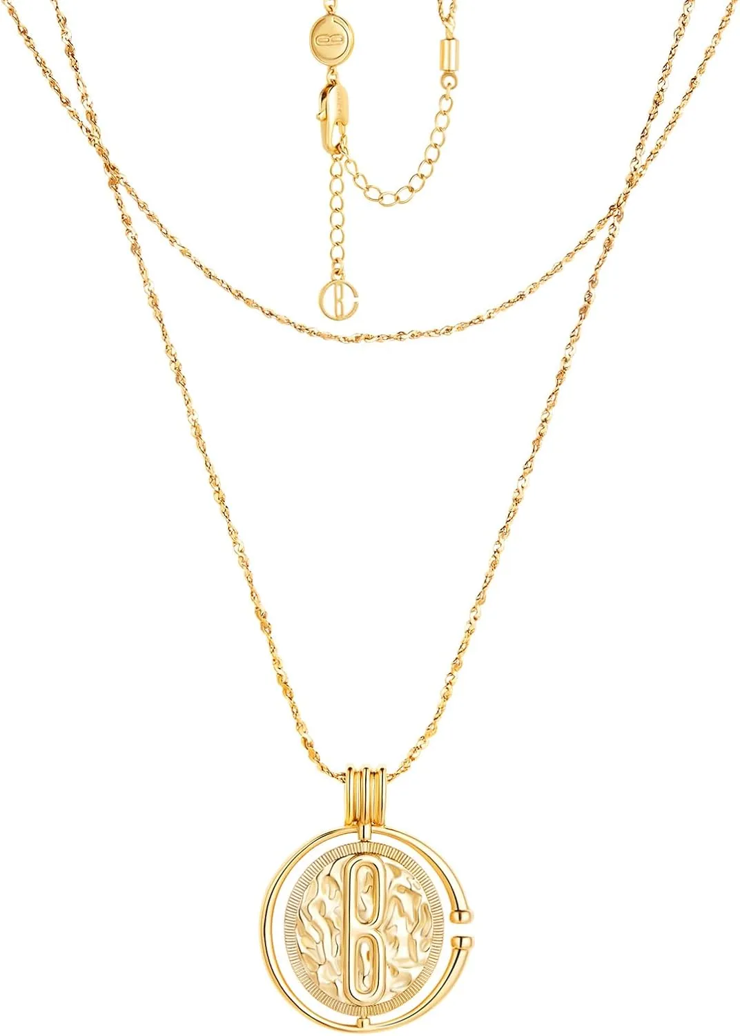 Cicy Bell 18k Gold Plated Layered Necklaces for Women Trendy Retro Circle Coin Pendant Necklace for Jewelry Birthday Gifts
