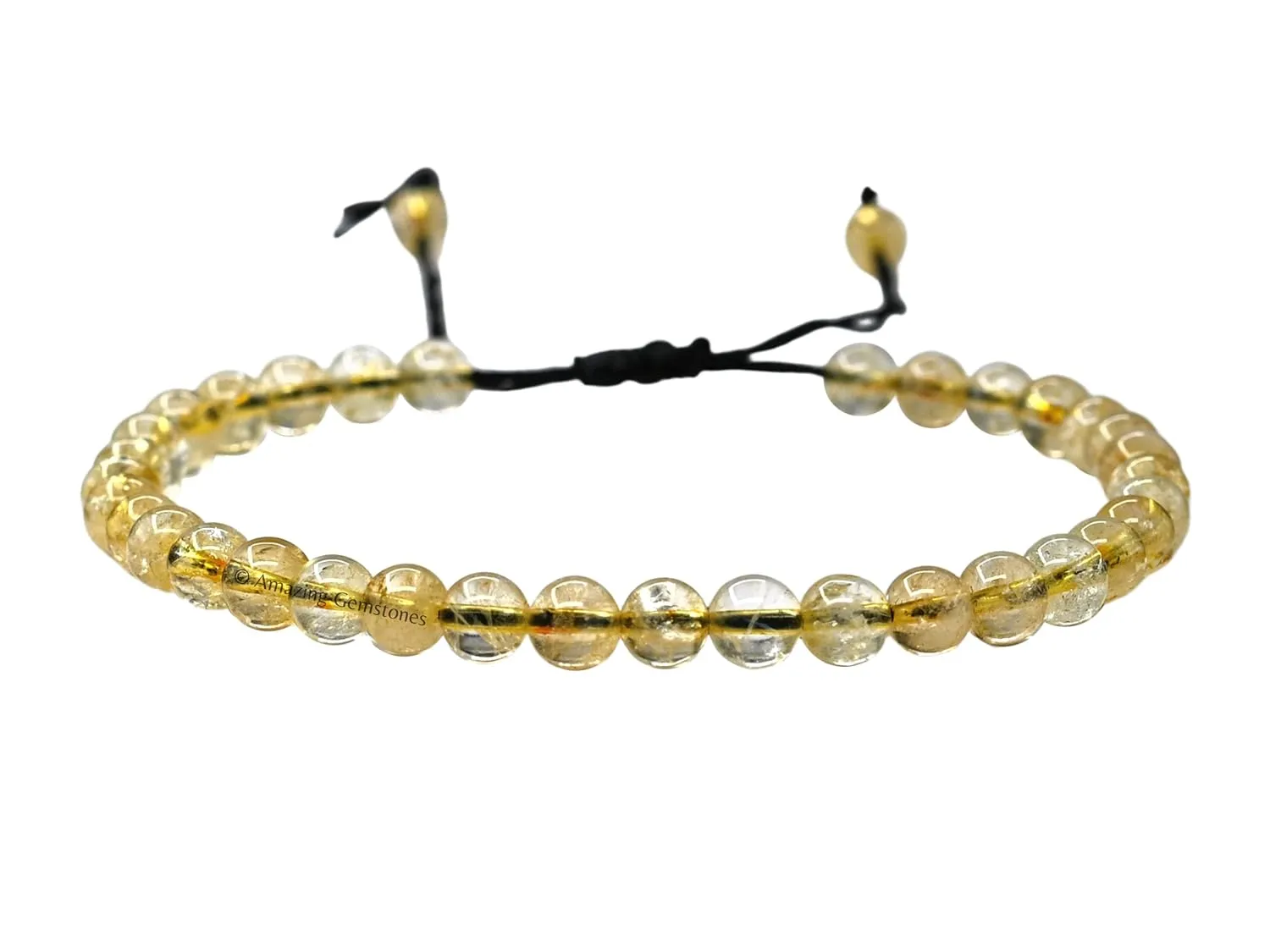 Citrine Anklet Ankle Bracelets for Women - Waterproof Beaded Healing Crystal Anklets, Plus Size Chakra Gemstone Bead Anklet (Stretchy Adjustable - Plain)