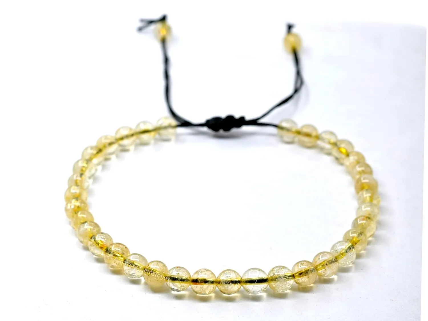 Citrine Anklet Ankle Bracelets for Women - Waterproof Beaded Healing Crystal Anklets, Plus Size Chakra Gemstone Bead Anklet (Stretchy Adjustable - Plain)
