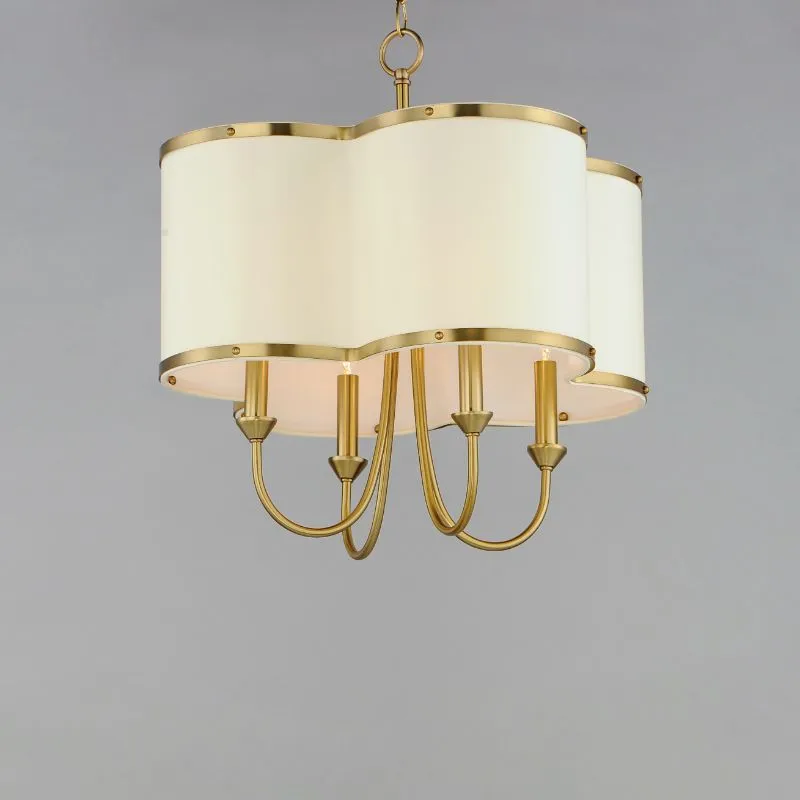 Clover 20" 4 Light Single-Tier Chandelier in Satin Brass