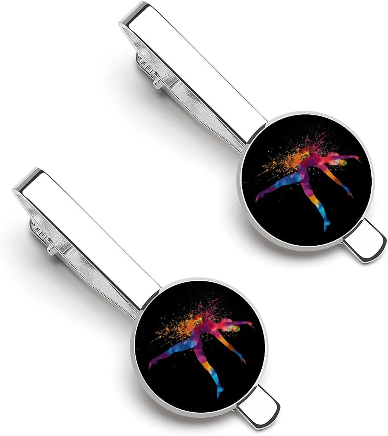 Color Splash Gymnastics Gymnast Tie Clips for Men Stylish Neck Tie Bar Ideal Gift for Anniversary Wedding Business