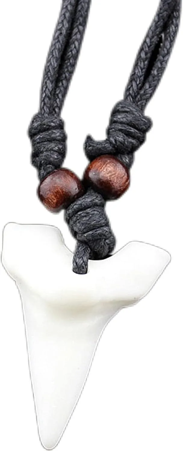 Cool Men Women's Jewelry Imitation Yak Bone Shark Tooth Necklace White Teeth Amulet Pendant Gift