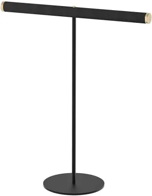 Coward T-Bar Necklace Organizer Stand, Velvet Necklace Bracelet Holder Stand with Metal Base, Hanging Jewelry Display Organizer for Women Girls (Black 1.6mm thickness tube)