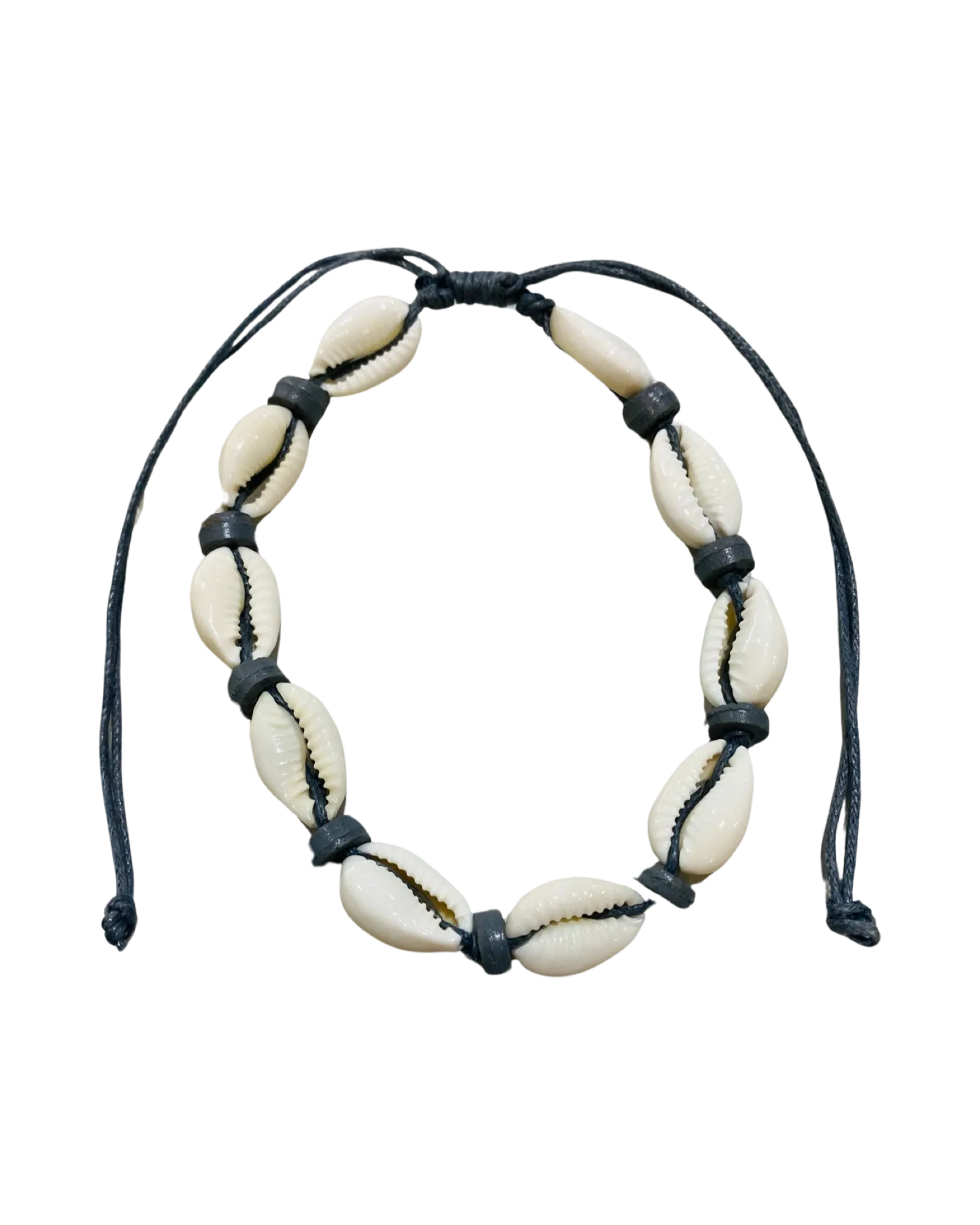 Cowrie Shell & Dark Grey Bead Anklets - Pack 10