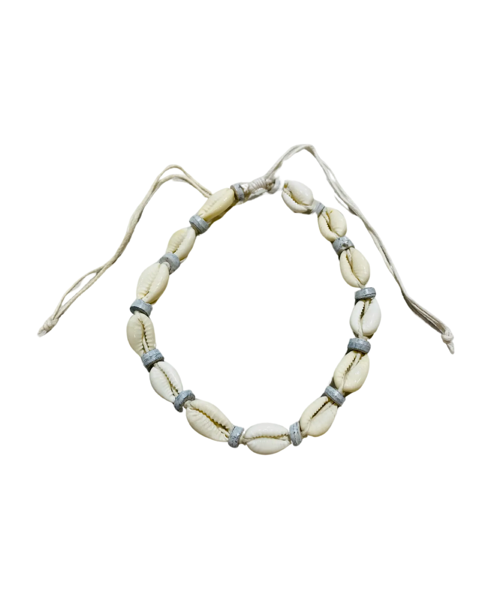 Cowrie Shell & Grey Bead Anklets - Pack 10