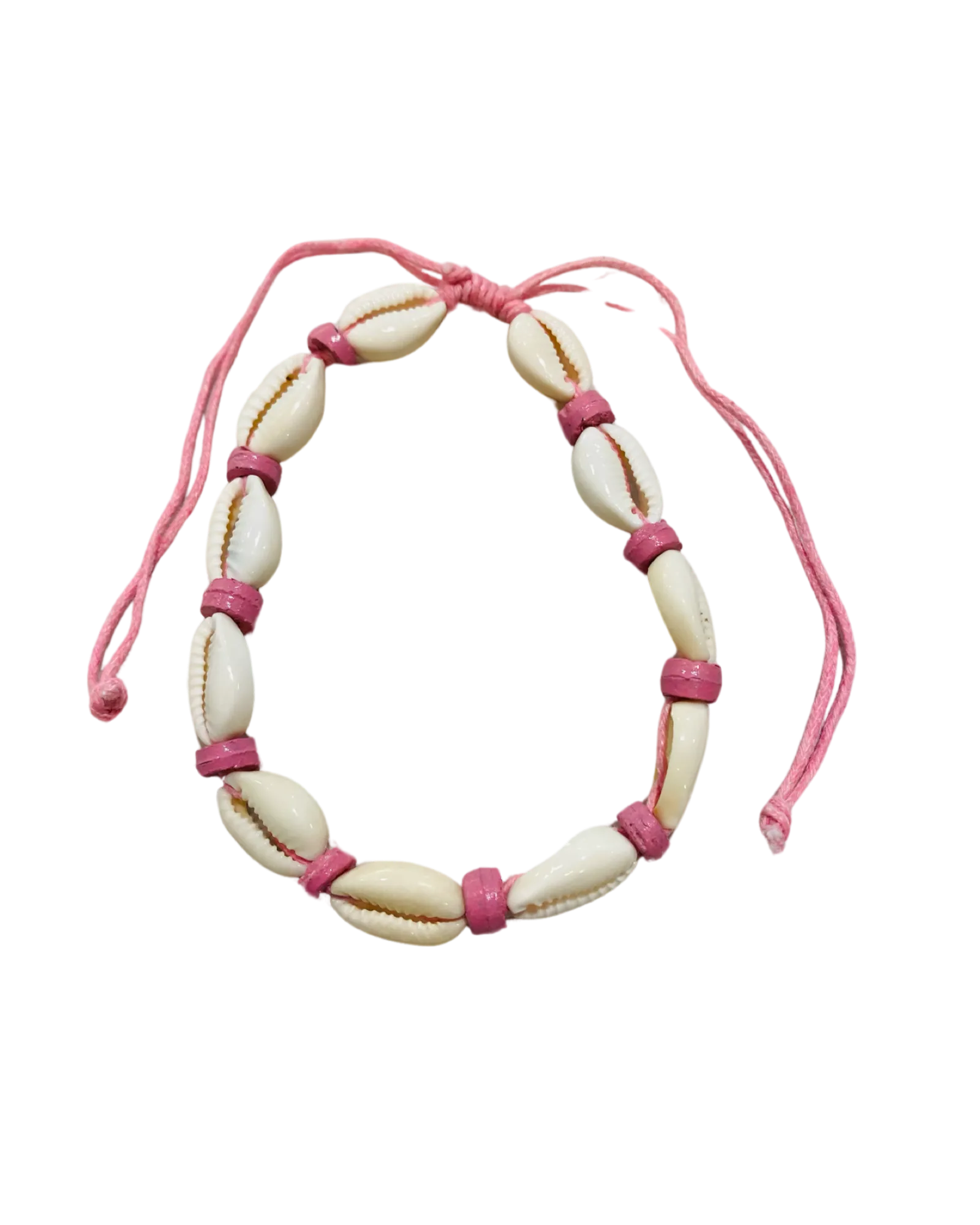 Cowrie Shell & Pink Bead Anklets - Pack 10