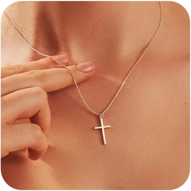 Cross Necklace for Women - 18K Gold Plated Cross Pendant Necklace Dainty Simple Gold Cross Necklace Tiny Gold Cross Necklaces for Women Trendy Gold Jewelry for Women Gift