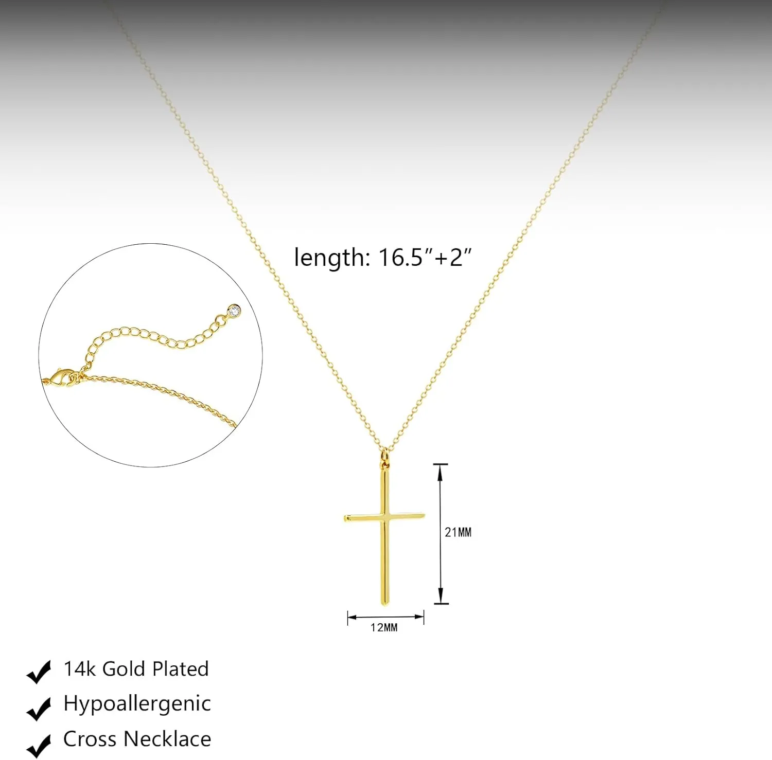 Cross Necklace for Women - 18K Gold Plated Cross Pendant Necklace Dainty Simple Gold Cross Necklace Tiny Gold Cross Necklaces for Women Trendy Gold Jewelry for Women Gift