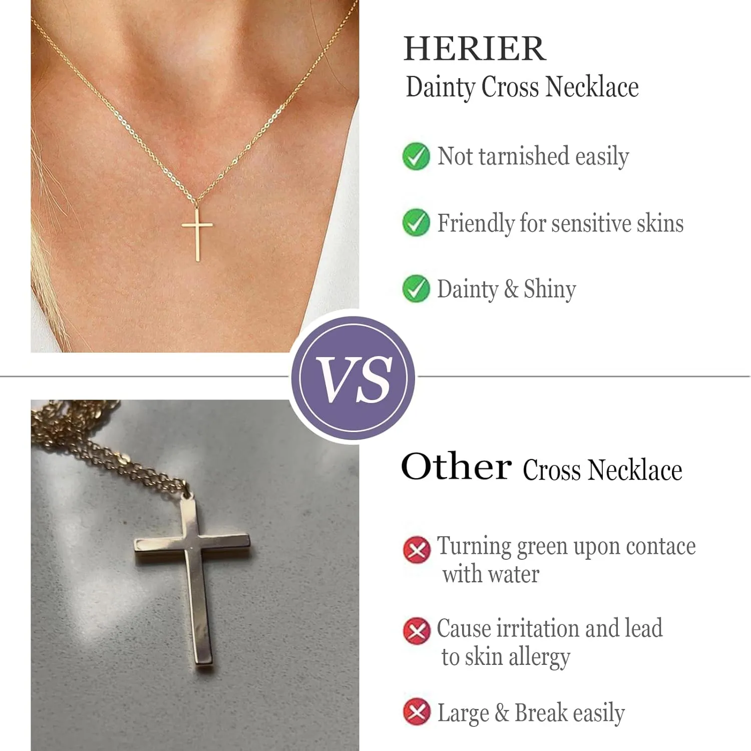 Cross Necklace for Women - 18K Gold Plated Cross Pendant Necklace Dainty Simple Gold Cross Necklace Tiny Gold Cross Necklaces for Women Trendy Gold Jewelry for Women Gift