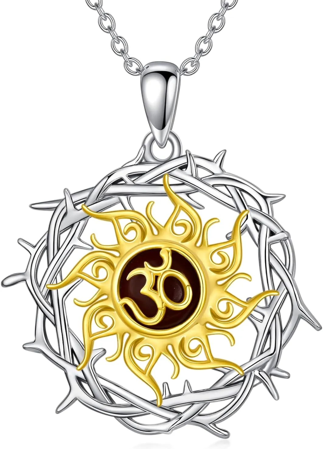 Crown Of Thorns Necklace 925 Sterling Silver Thorn Pendant Christian Jewelry Gift for Women Men